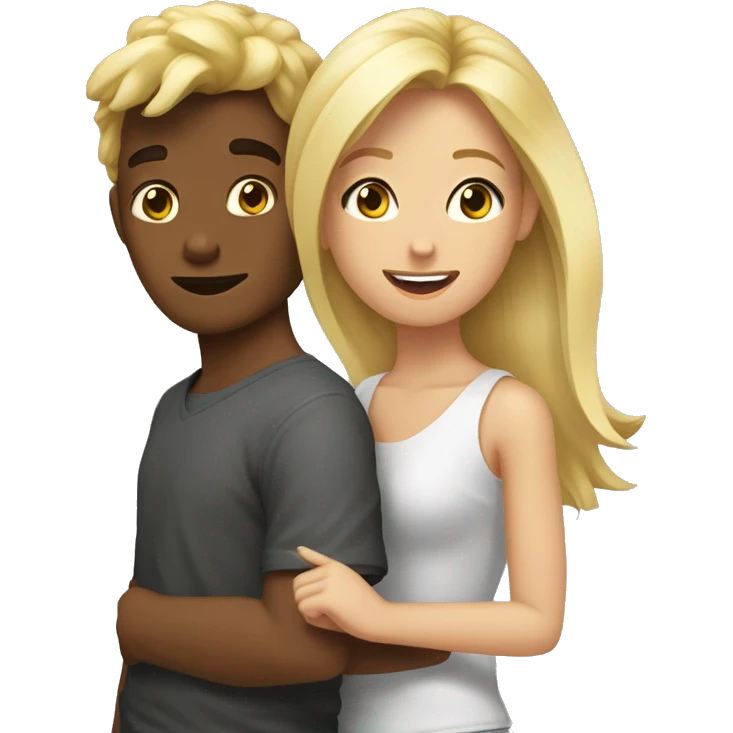 rubia y pelinegro besandose  emoji