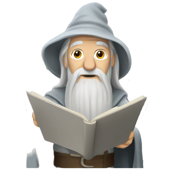 tall gandalf using notebook emoji
