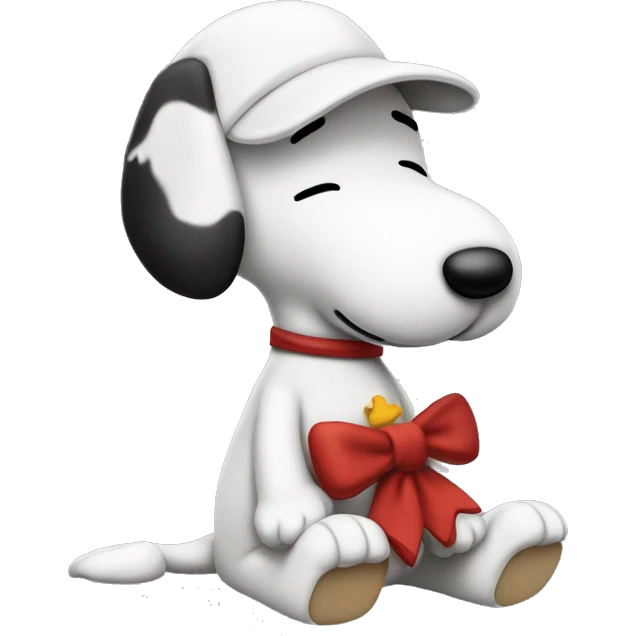 Personaje snoopy de bebé con un lazo en la cabeza emoji