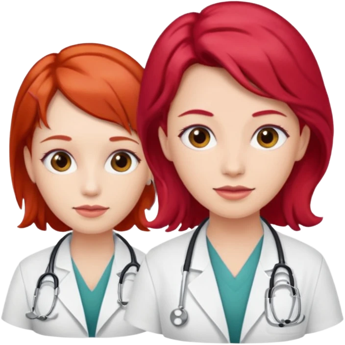 doctors with red hairclips emoji