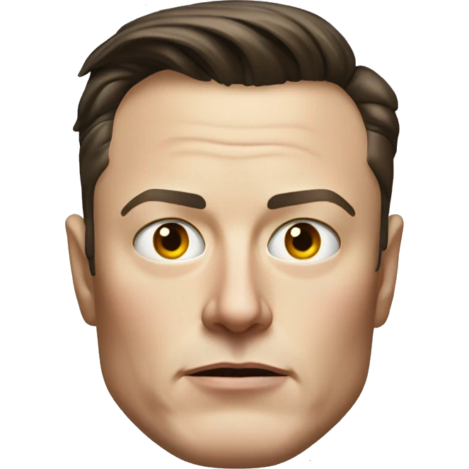Semi-realistic Elon Musk head with serious face emoji