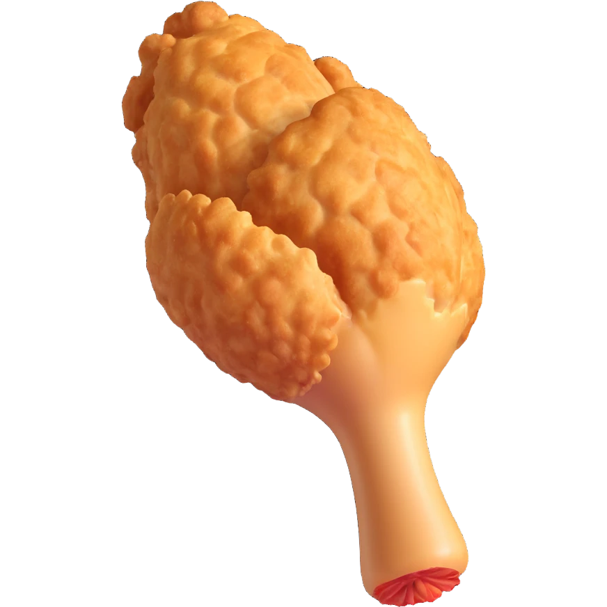 single fried chicken leg, KFC style, extra crispy, mouthwatering emoji