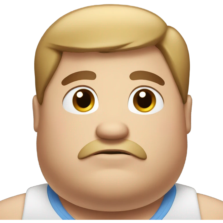 Fat man with brown hair and blue eyes  emoji