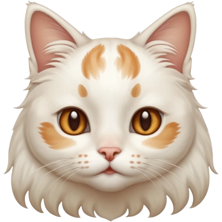 gato blanco con manchitas marrones y pelo largo con ojos de enamorado emoji