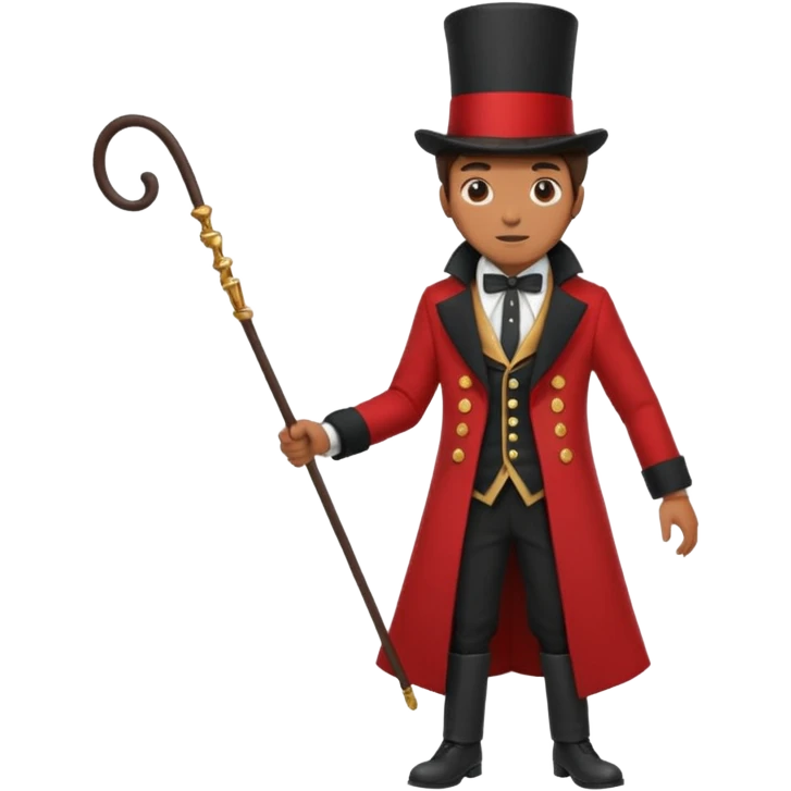 Ringmaster – Man in red coat and top hat, holding a whip or mic, full body emoji