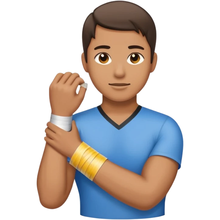 athletic trainer wrapping tape around athlete's wrist, emoji style emoji