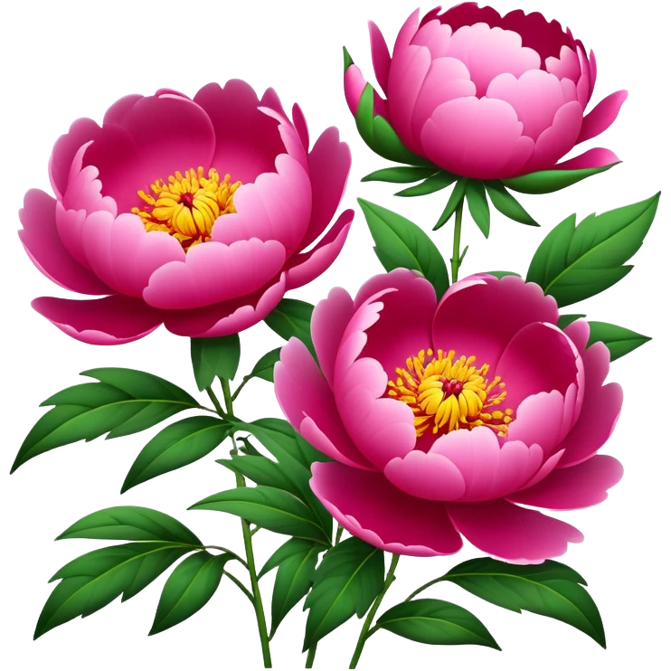 Luoyang Peony Festival colorful flowers park, simplified emoji style with bold outlines and bright colors, cartoon style blooming pink and red peonies emoji