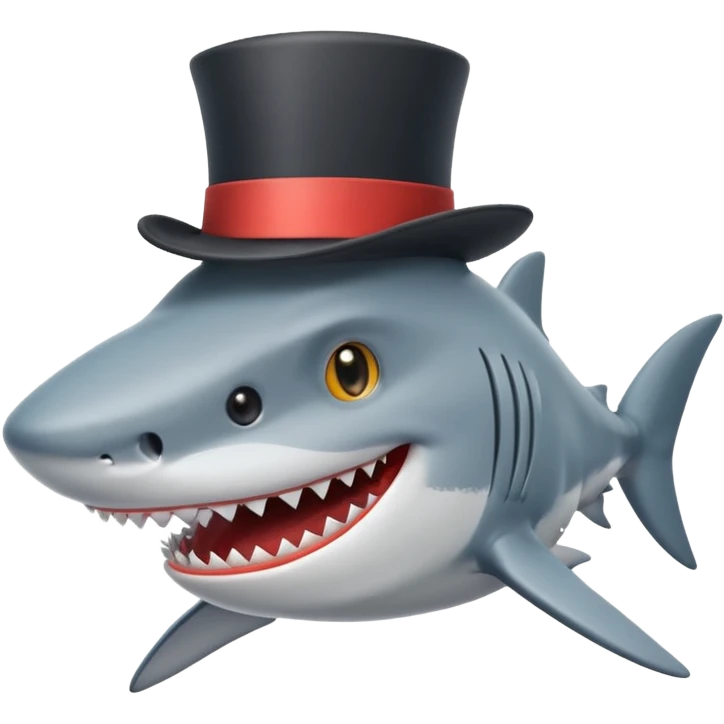 Shark with a top hat emoji
