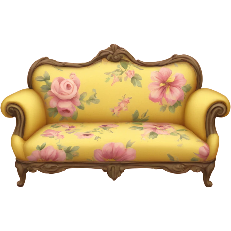 yellow and pink vintage floral couch emoji