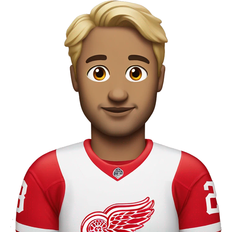 Aussie wearing a Detroit red wings Jersey  emoji