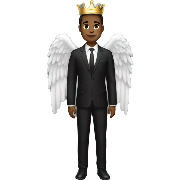 Man black suit crown angel emoji