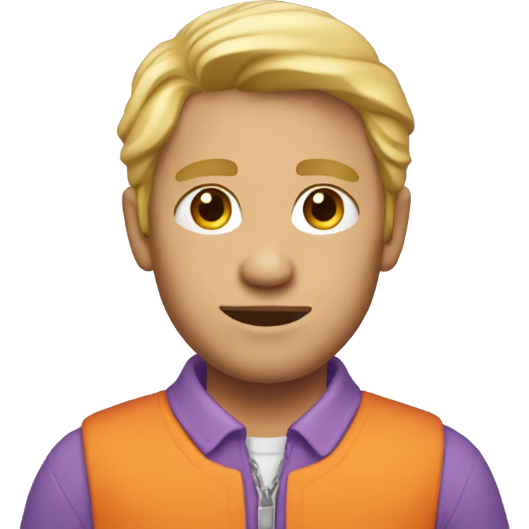 blond man wearing lilac and orange clothes emoji