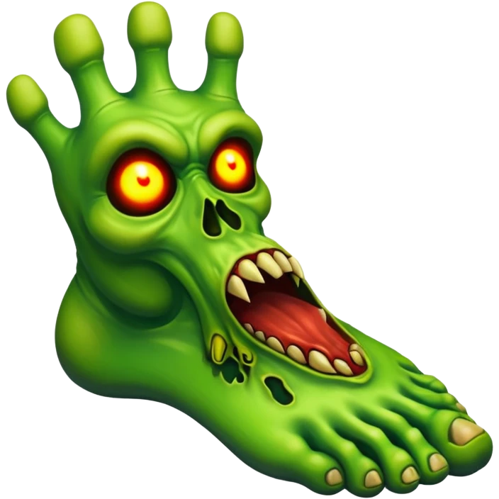 radioactive foot with evil face emoji
