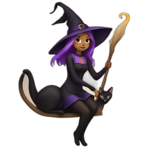 witch on the cat emoji
