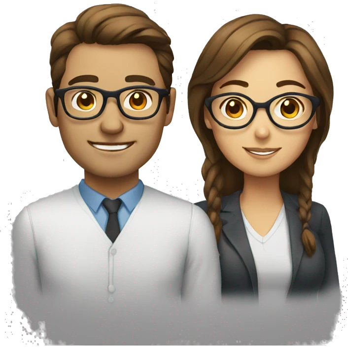 Man with glasses and woman with brown hair emoji