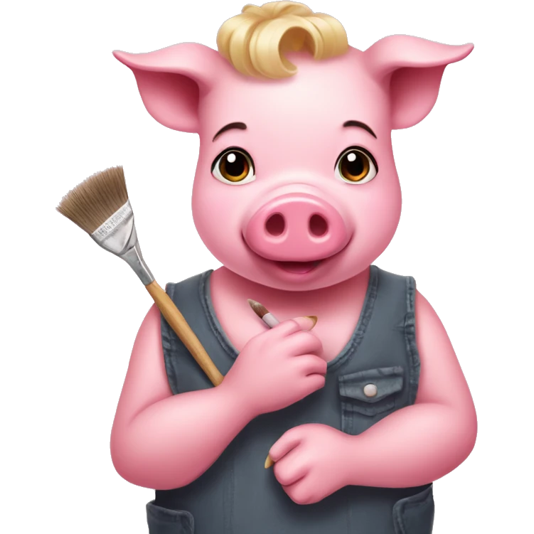 pink little pig painting nails emoji