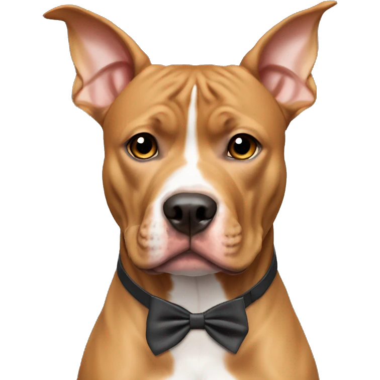 Light brown pitbull ears CROPPED short, with a bow collar emoji