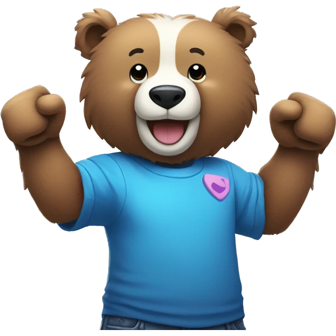 Colorful blue bear who’s very happy and holding a ps5 controller in one hand and giving a fist bump with the other.  emoji
