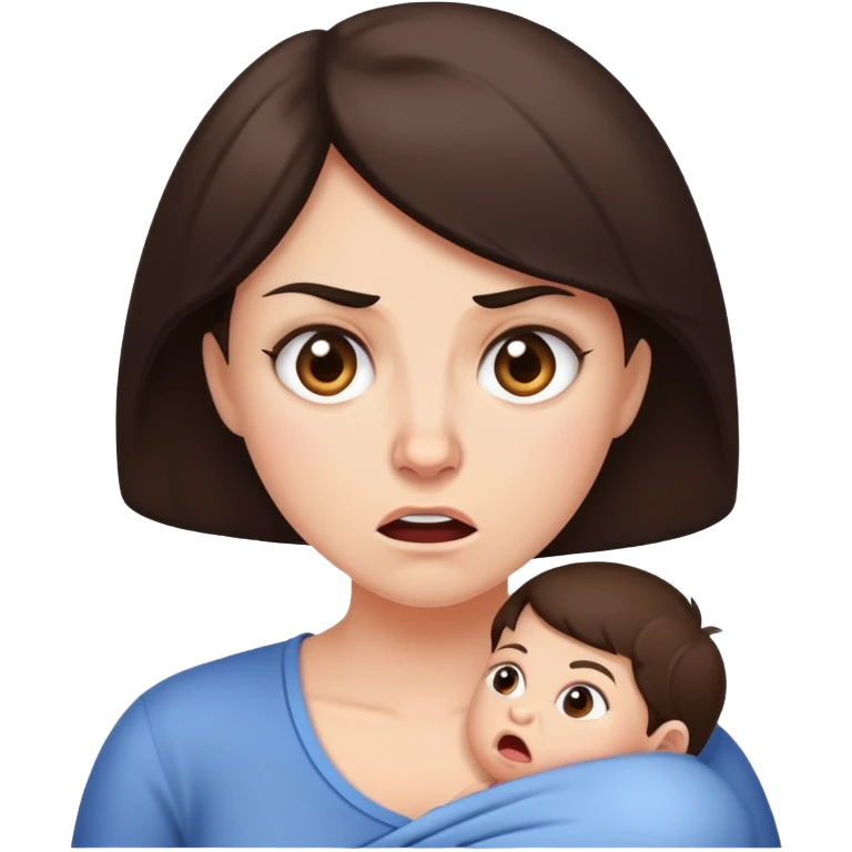 Brunette with Postpartum rage emoji