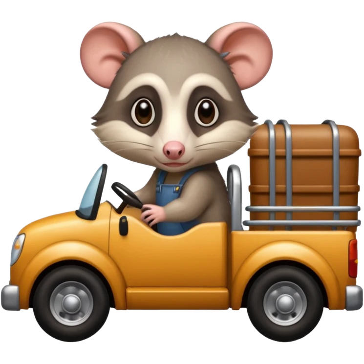 Sad opossum driving a truck emoji