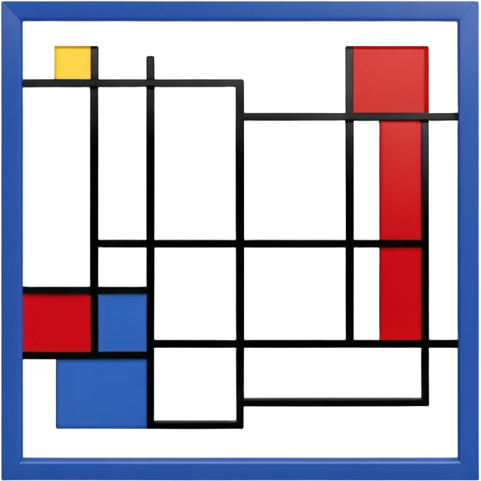 Piet Mondrian, Composition with Red Blue and Yellow painting frame emoji
