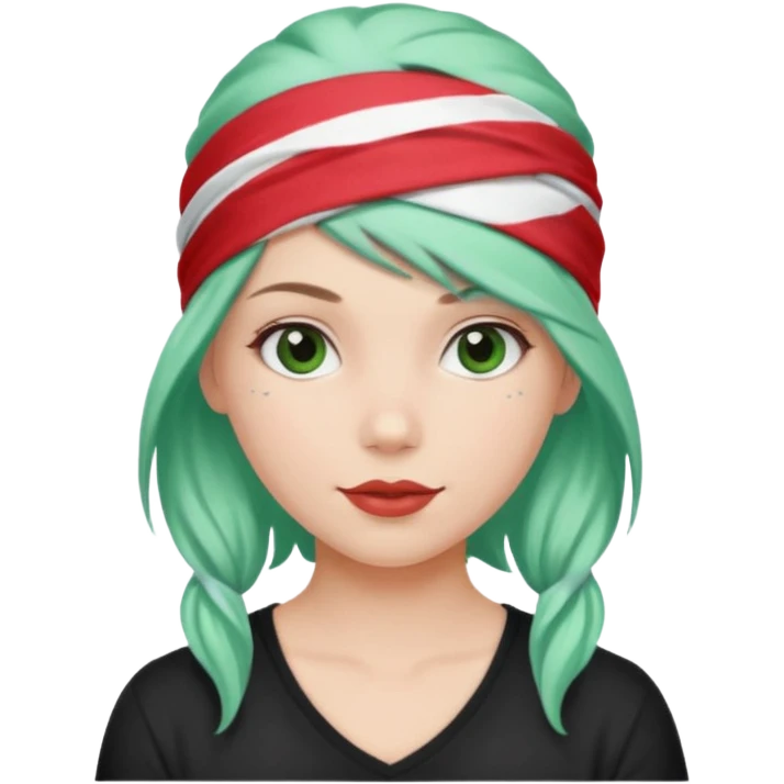 girl with peppermint hair and bandana emoji