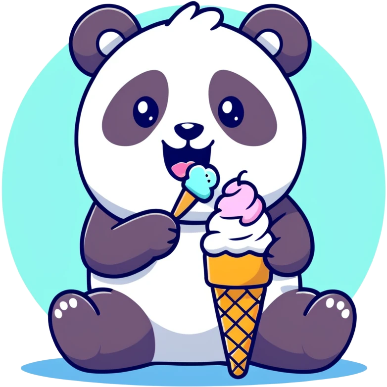 Panda eating ice cream emoji