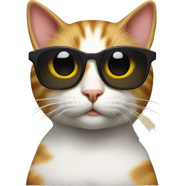 Cat with sunglasses under a table emoji