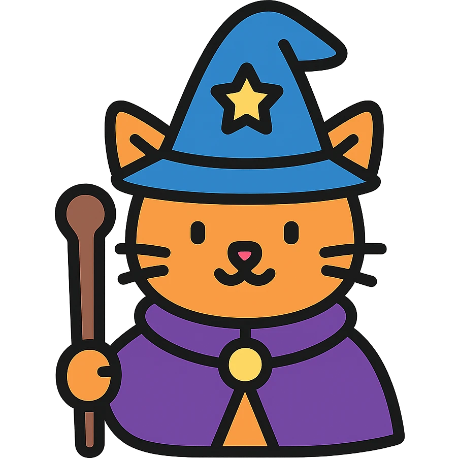 wizard cat icon with color outline emoji