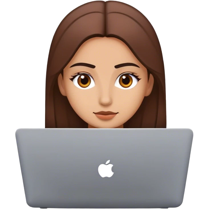 Ozge in front of the laptop  emoji