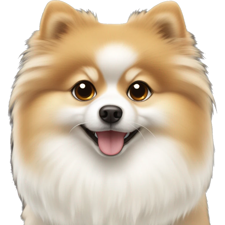 pomerian spitz with cream and white colored wool and dark brown eyes emoji