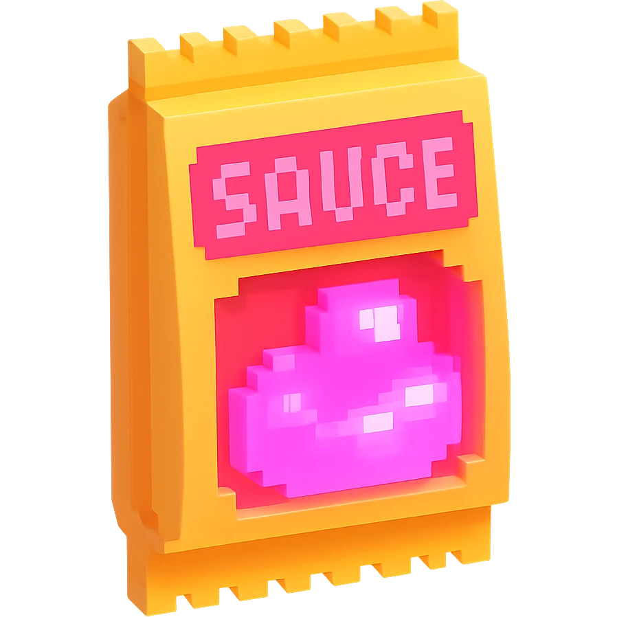 сделай соус из фастфуда розовый светящийся, no background  emoji