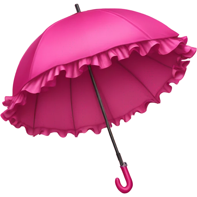 Detailed hot pink umbrella with large ruffles and roses plus a bow directly on top emoji