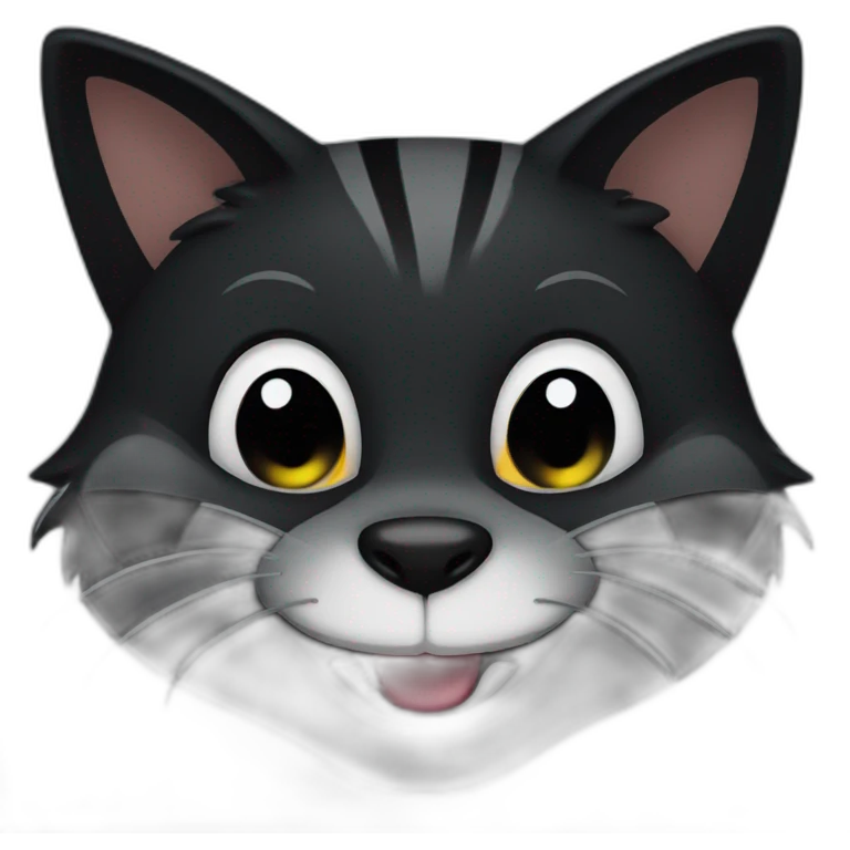Black cat raccoon smile emoji