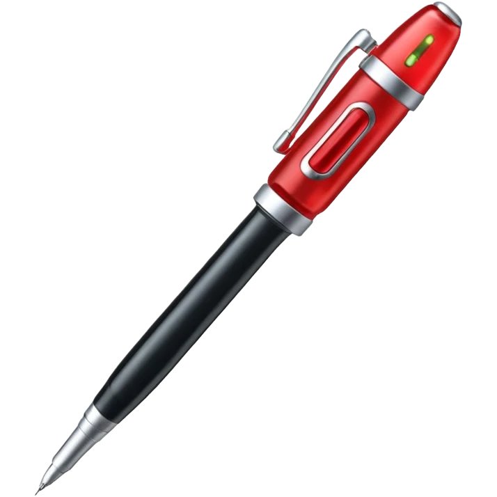 the neuralyzer from Men in Black movies; an expandable silver probe with a pocket clip like a pen with a red light at the tip emoji
