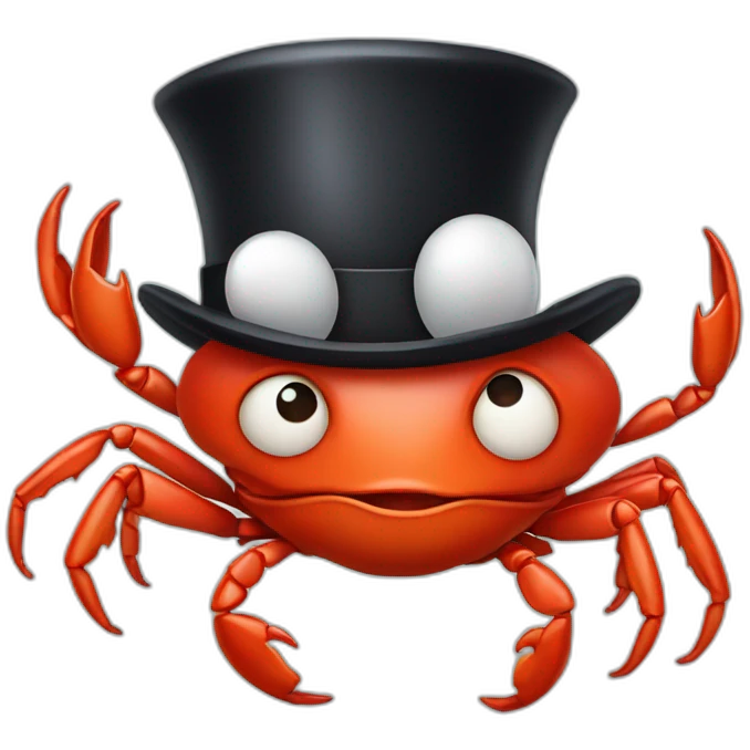 Crab with a magician tophat emoji