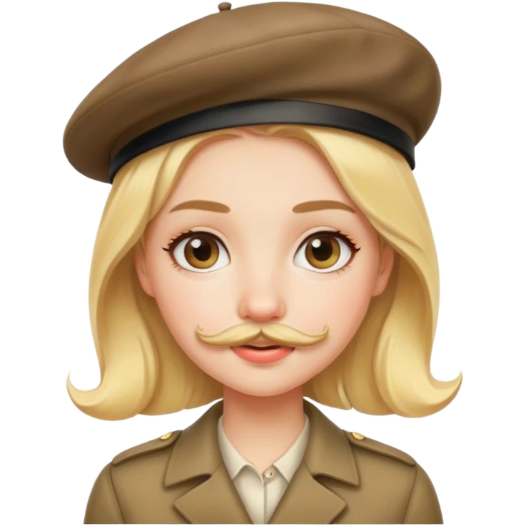 A blonde girl with a mustache wearing a beret  emoji