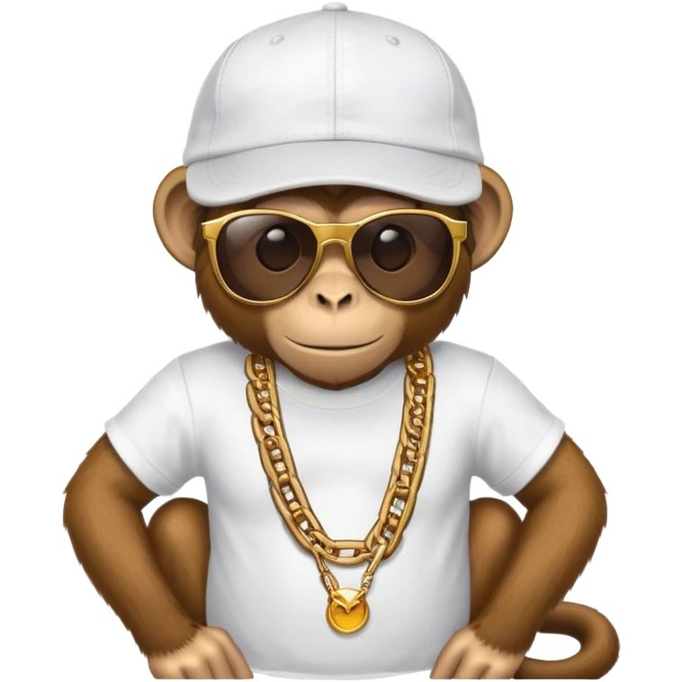 standing monkey with sunglasses and tshirt and chain and cap emoji