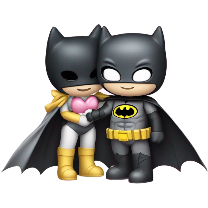 Hello kitty and Batman in love cute emoji