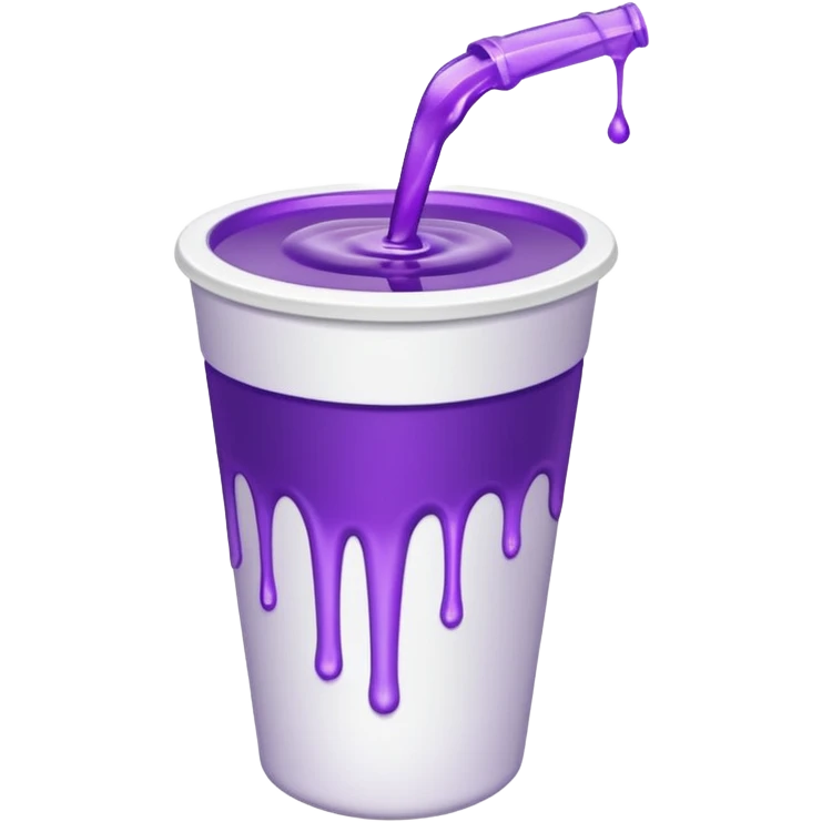 a white styrofaom cup with purple liquid that is tipped over with the liquid slightly pouring out emoji