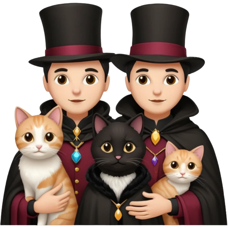 magician couple and their pet cat emoji
