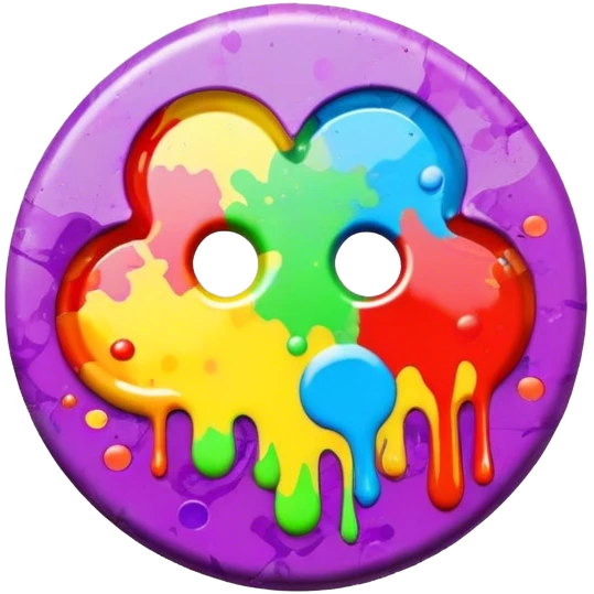 colorful psychedelic style button with paint splatter and beveled edges emoji