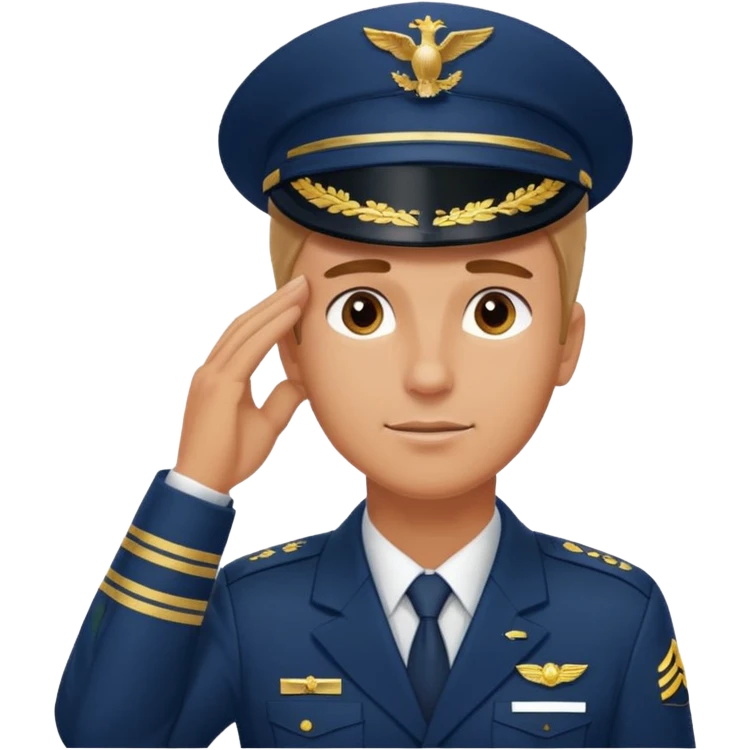 Un piloto de linea aérea con la mano en la frente con la pose firme emoji