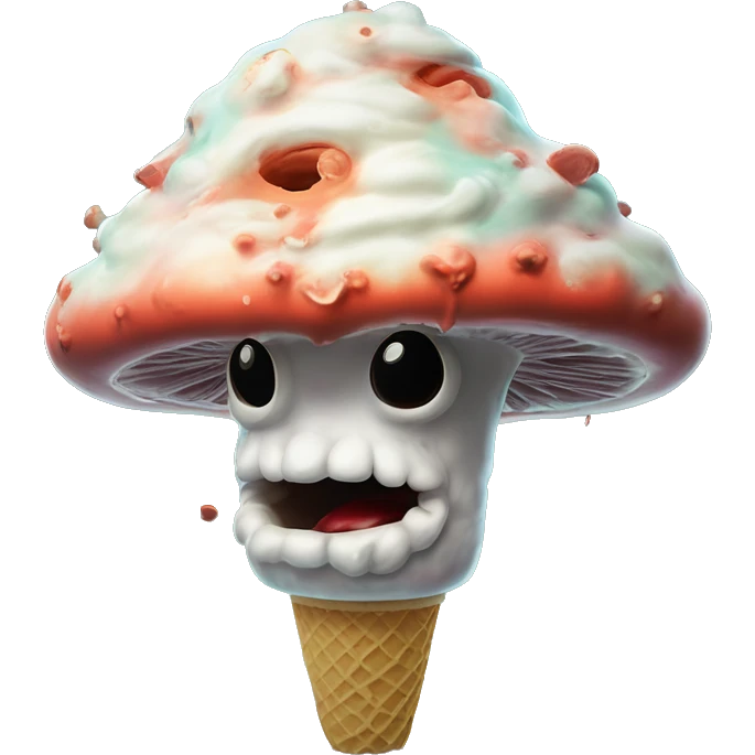 nuclear glow in the dark ice cream mushroom cloud in Uncle Scrooge style, oil paint, mysterious eyes, intricate lips, masterpiece pose, odd perspective, beautiful, desirable, logical emoji