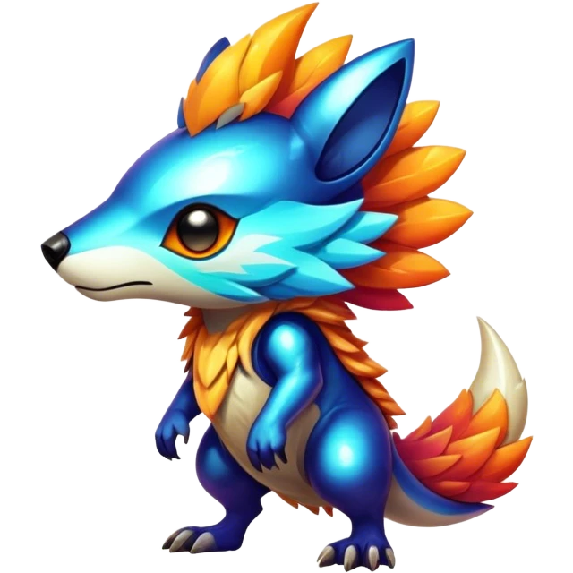 Shiny Epic Edgy Cool Colorful Vibrant Modern Vernid-Protogen-creature-animal, full body emoji