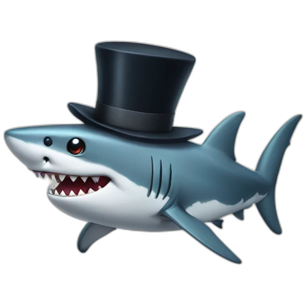 Shark with a top hat emoji