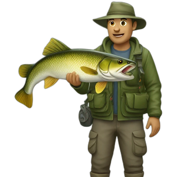 A fisherman who caught a pike emoji