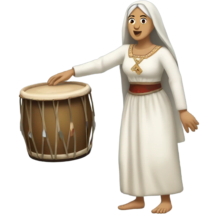 a romanian medieval woman shuffling to drum and bass emoji