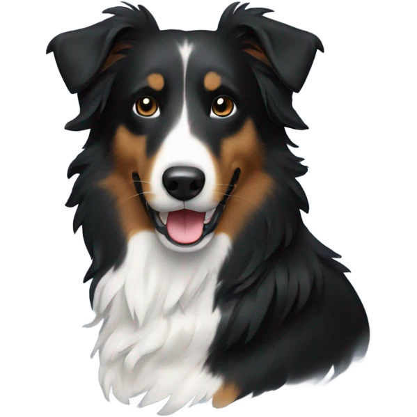 A black collie mix emoji with a white patch on chest emoji