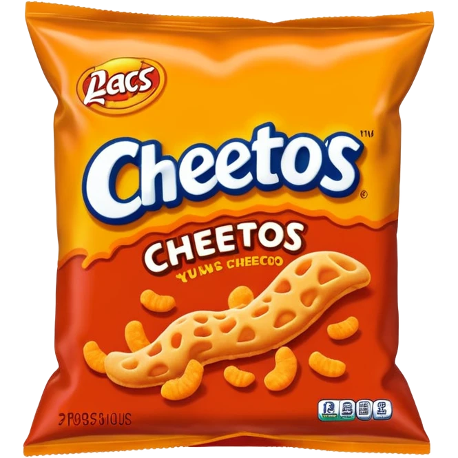 Draw a pack of Cheetos with bright orange-red packaging & crunchy snacks spilling out. emoji